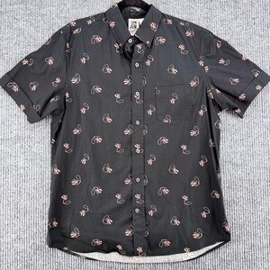 Vintage Kennington Cowboy Print Button Up Shirt Western Rodeo Black